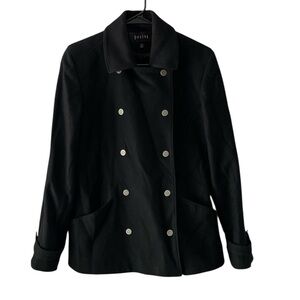 Pritti by Kristen Blake black double-breasted wool blend pea coat